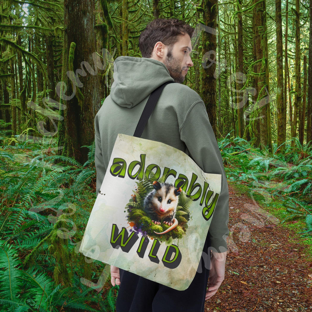 Opossum Tote Bag: Adorably Wild Moss & Fern Design