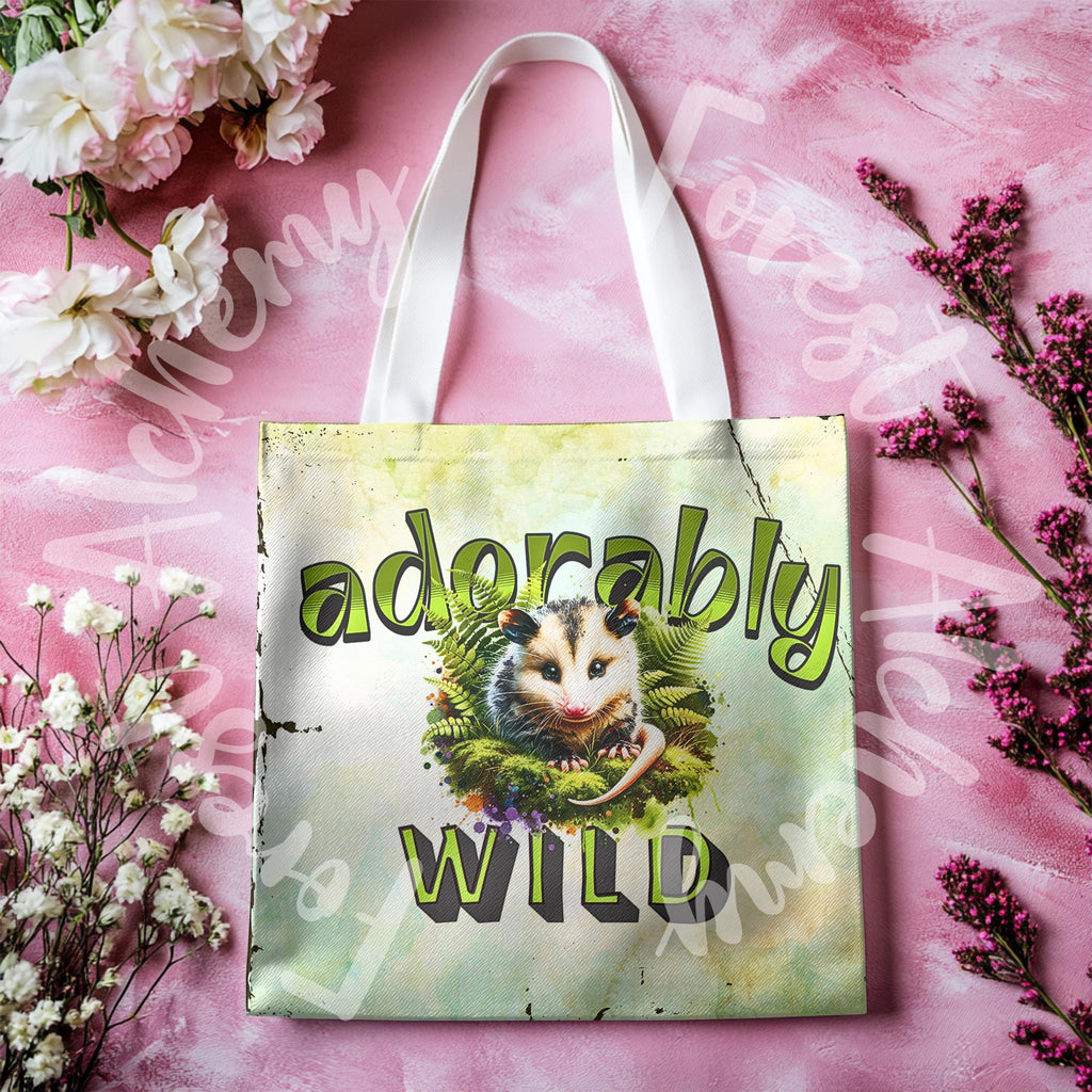 Opossum Tote Bag: Adorably Wild Moss & Fern Design