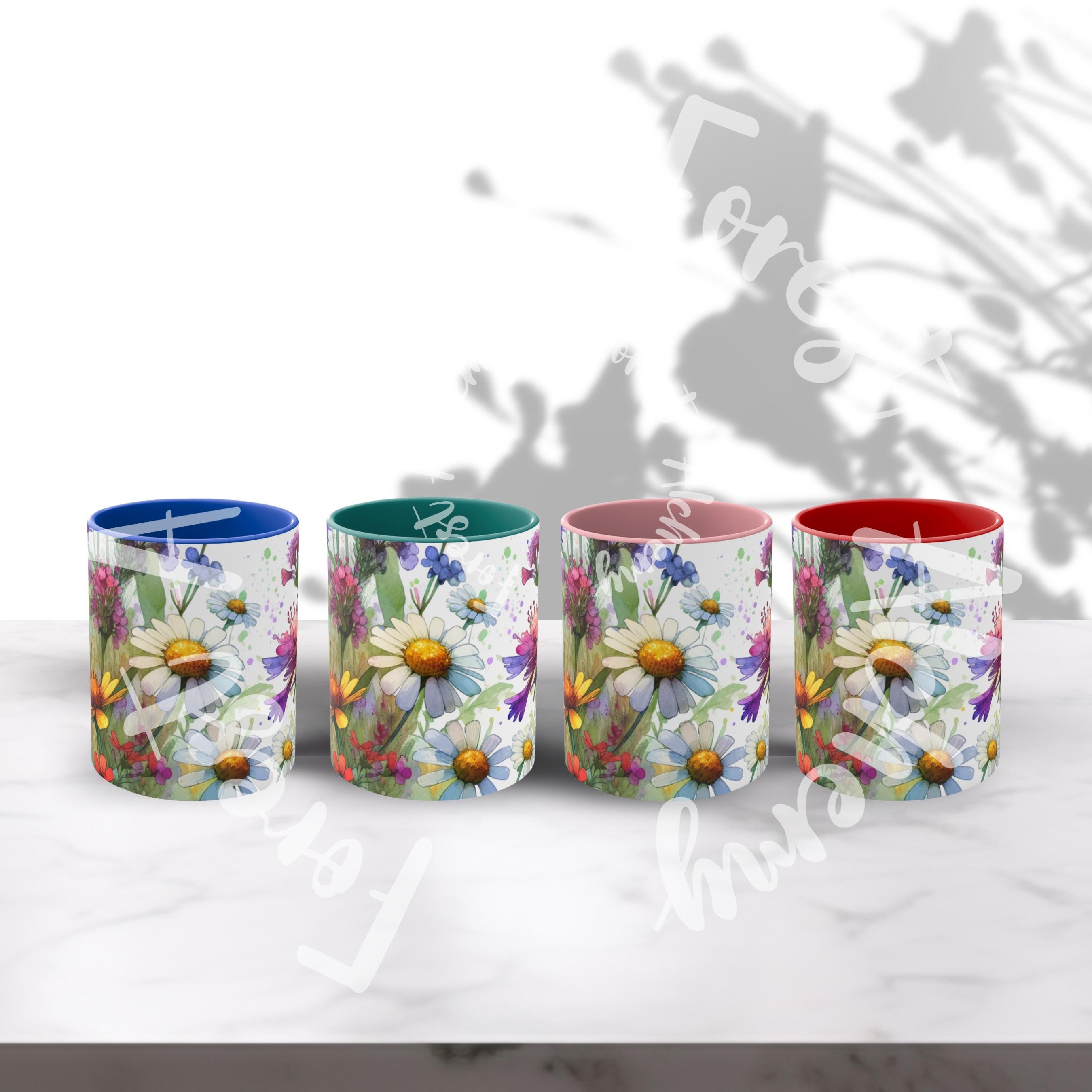 Wildflower Ceramic Mug: Vibrant Floral Design, Gardener Gift