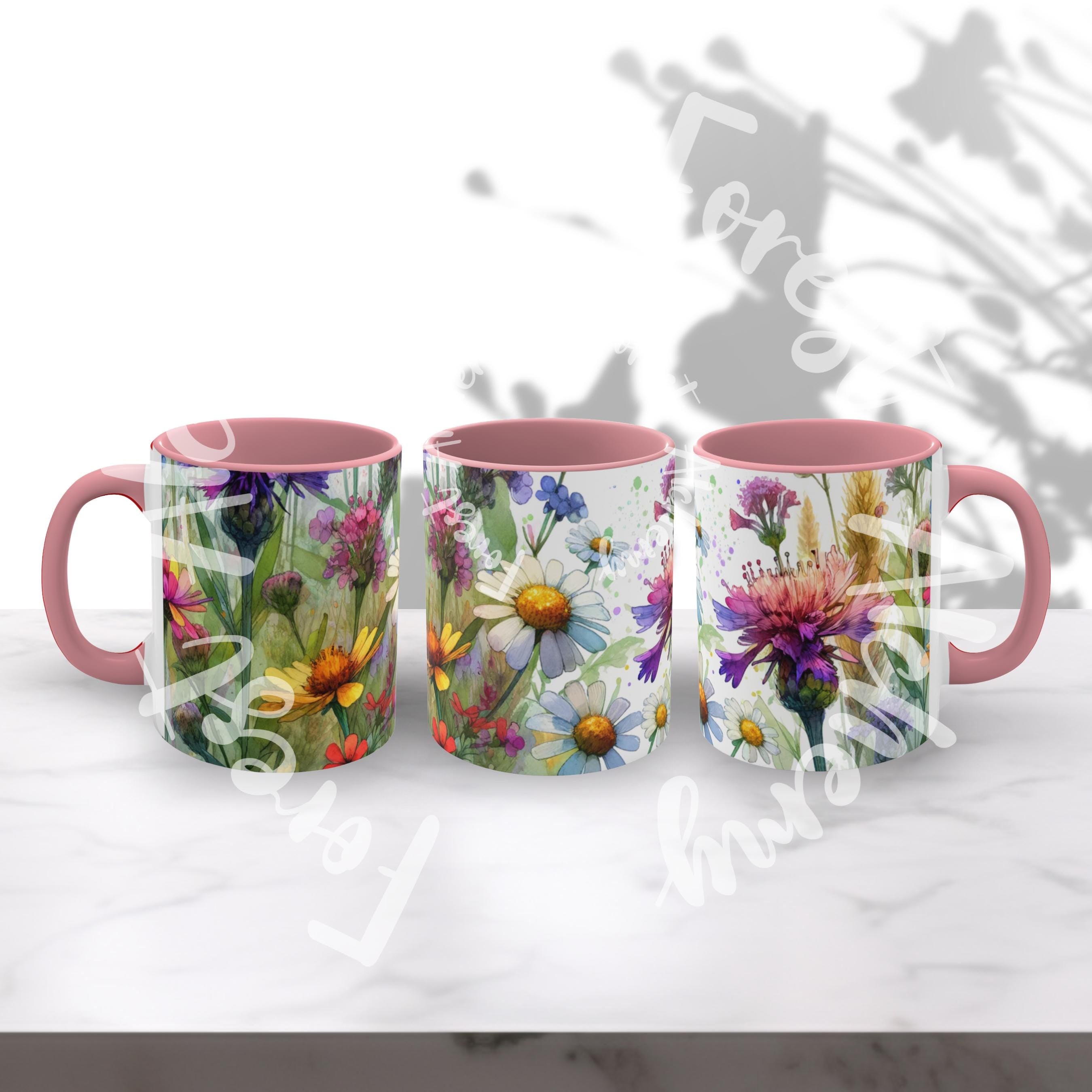 Wildflower Ceramic Mug: Vibrant Floral Design, Gardener Gift
