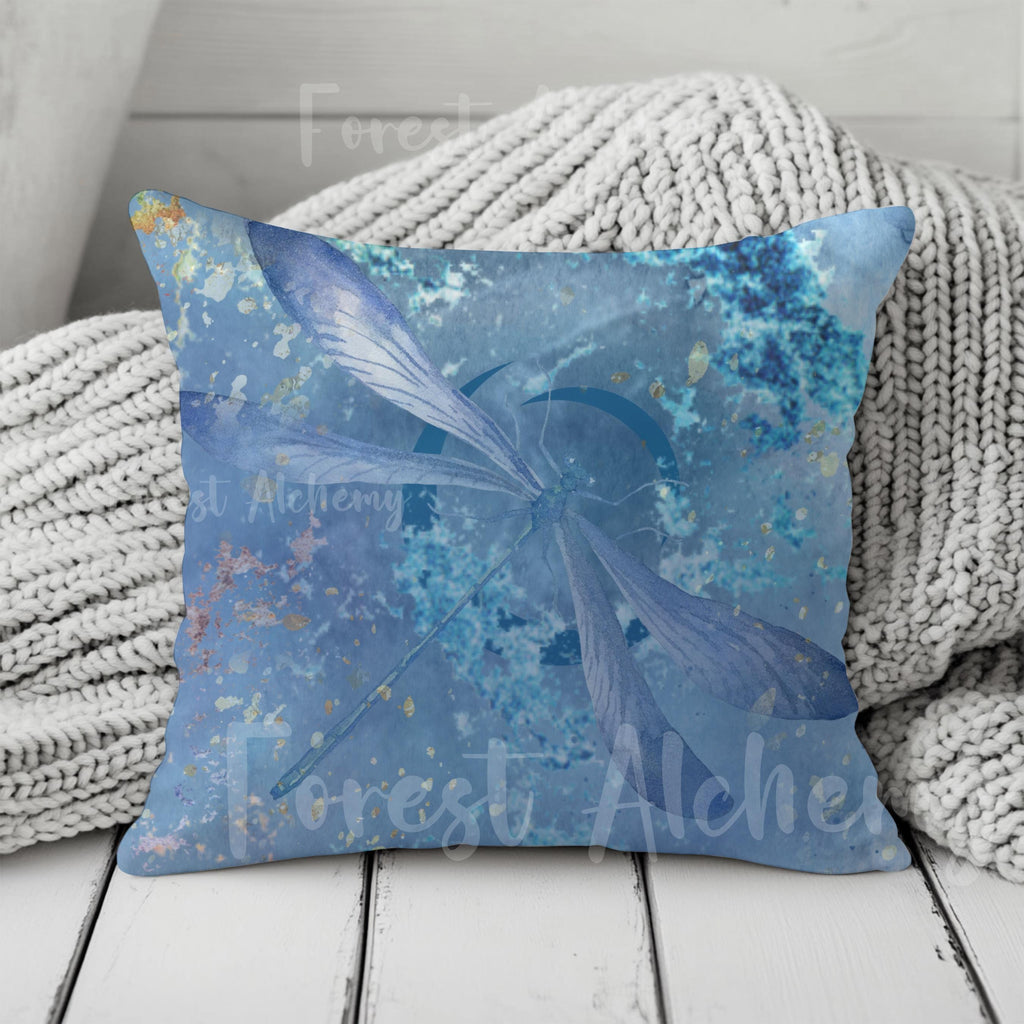 Powder Blue Dragonfly Pillow: Faux Suede Throw Pillow