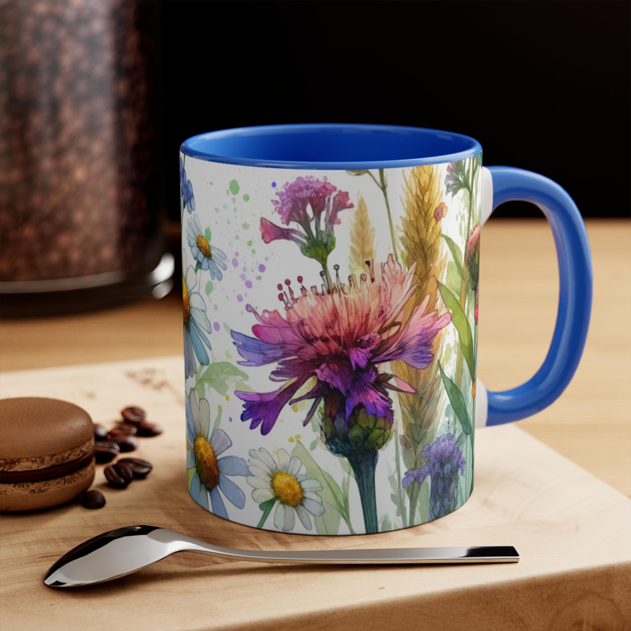 Wildflower Ceramic Mug: Vibrant Floral Design, Gardener Gift