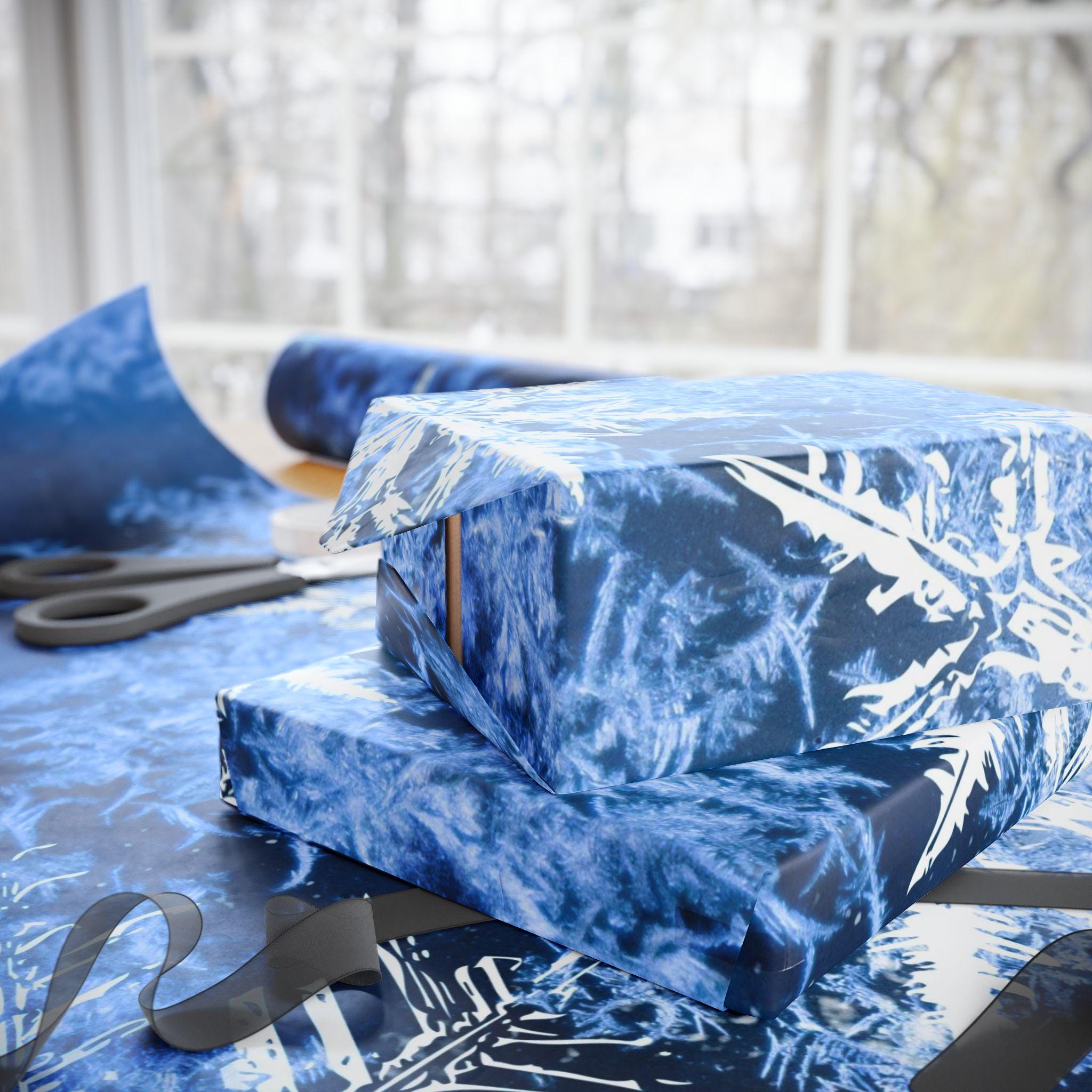 Snowflake Wrapping Paper | Winter Gift Wrap, Holiday Present, NYE Decorations, Handmade Gift Cover, Seasonal Styling