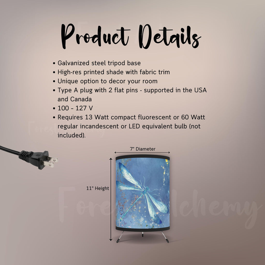 Powder Blue Dragonfly Tripod Lamp: Whimsical Home Decor
