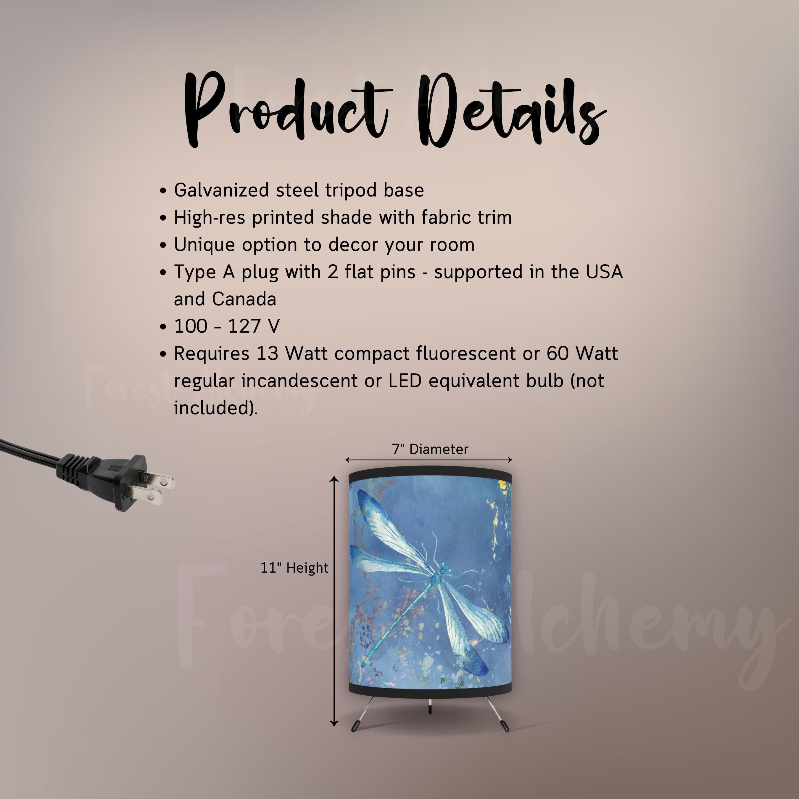 Powder Blue Dragonfly Tripod Lamp: Whimsical Home Decor