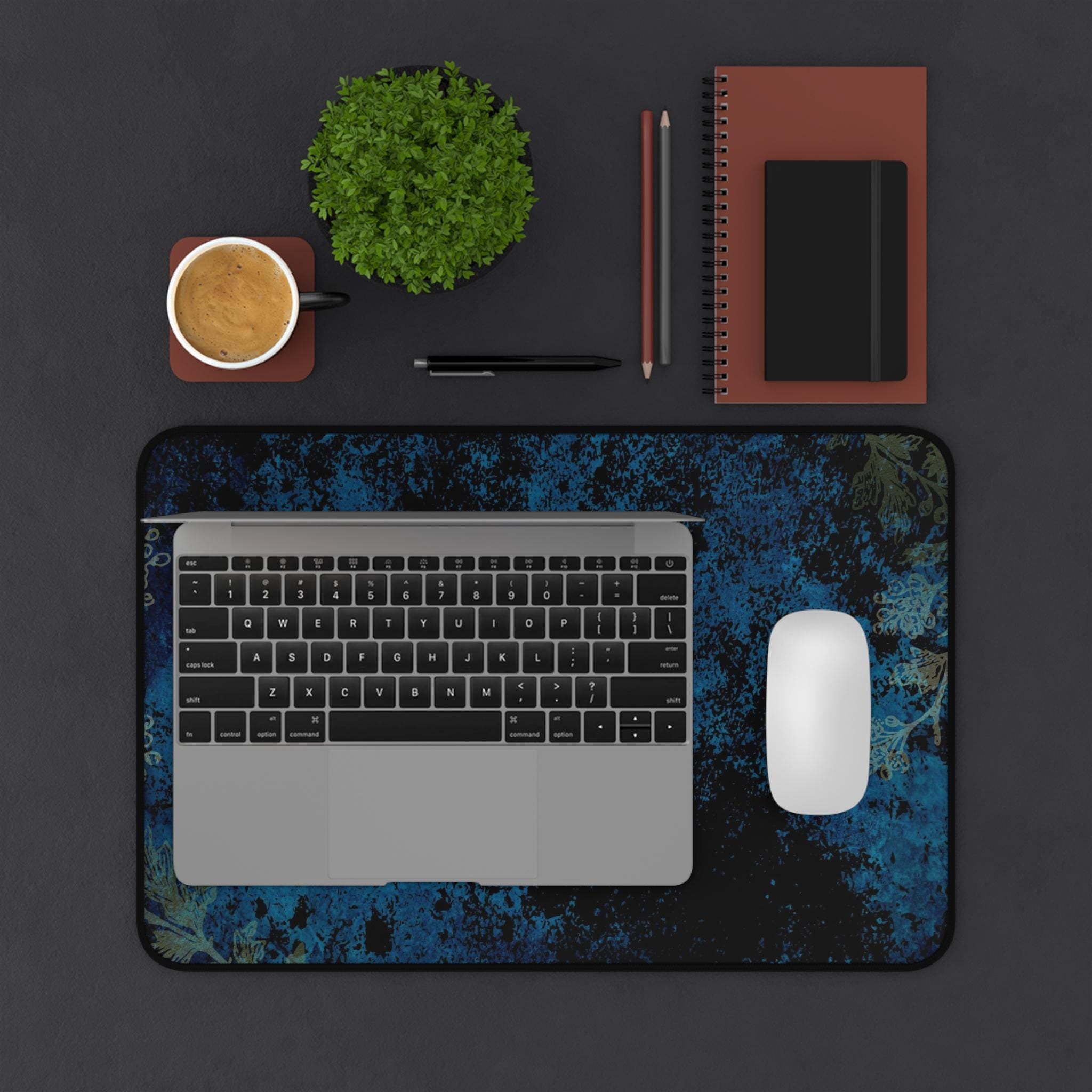 Blue Abstract Desk Mat: Stylish Workspace Accessory