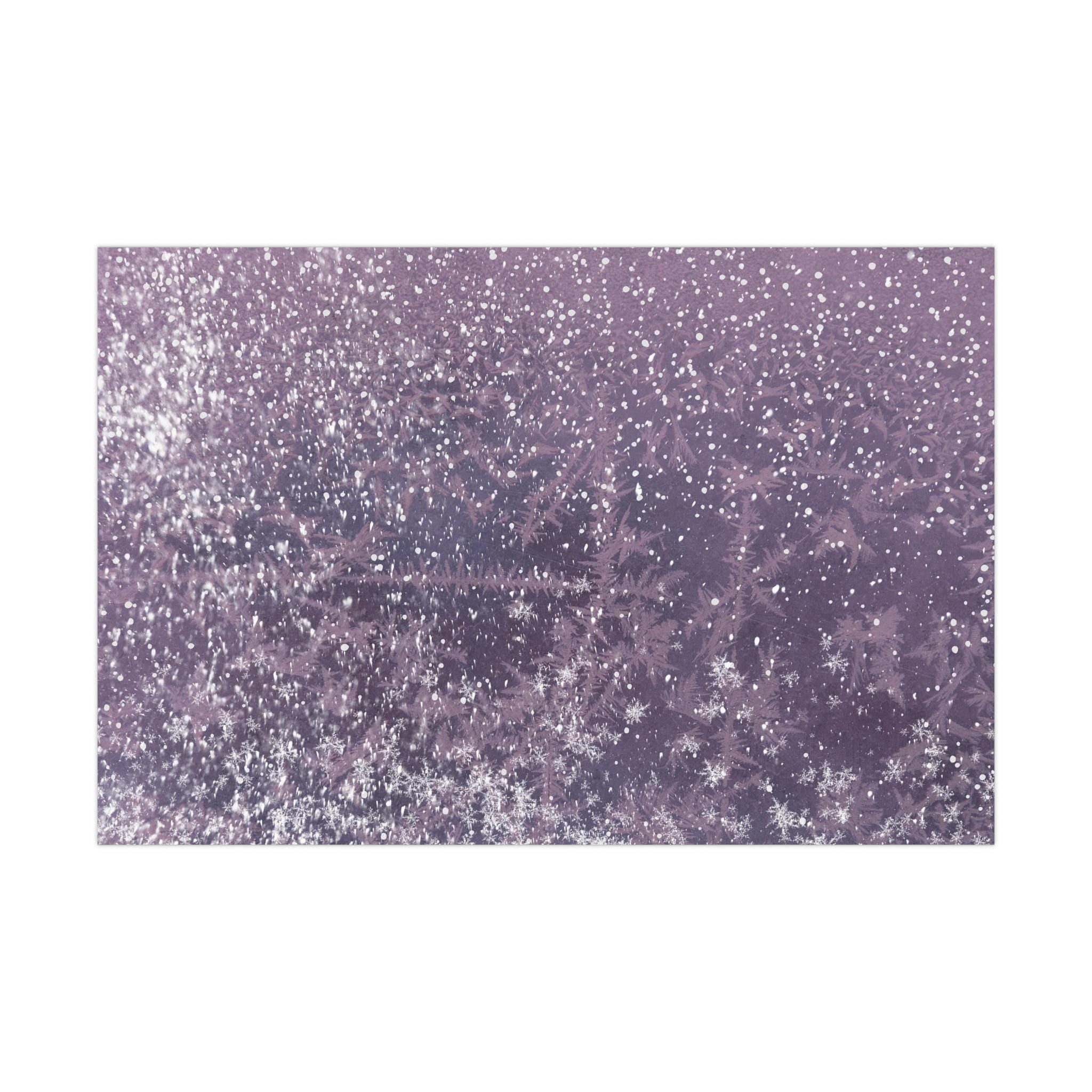 Purple Snowflake Gift Wrap Papers for Winter Holidays, Eco-Friendly Wrapping Paper for Christmas, Birthday Presents, Seasonal Decor