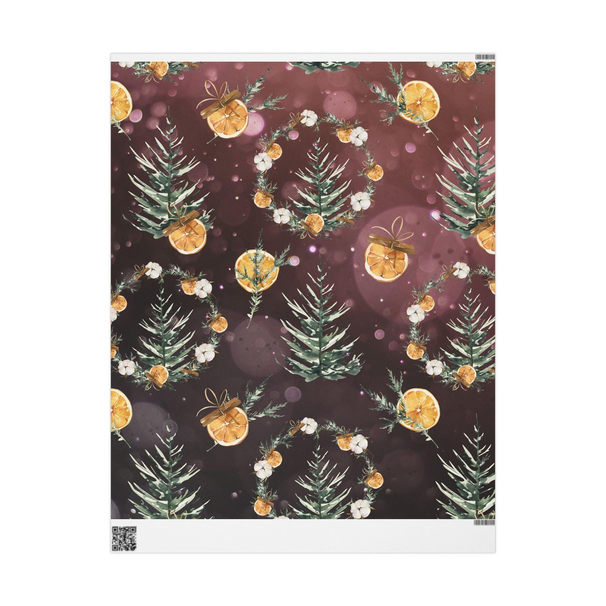 Festive Botanical Wrapping Paper for Christmas Gift Wrapping