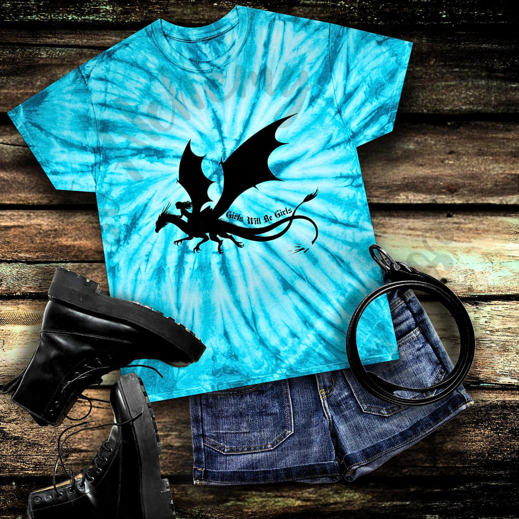 Girls Will Be Girls Dragon Rider T-Shirt – Feminist Fantasy Tee, Strong Girl Graphic, Empowerment Gift for Women & Teens