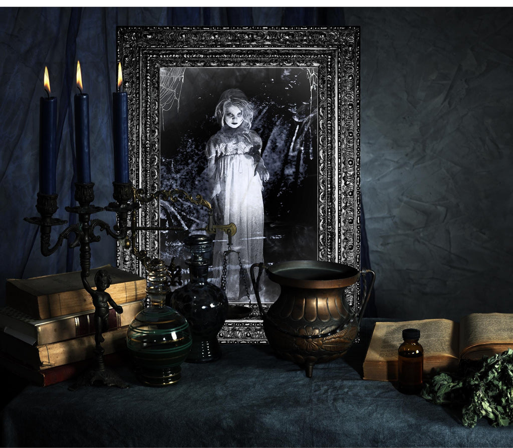 Haunted Doll Art Print: Eerie Gothic Halloween Decor