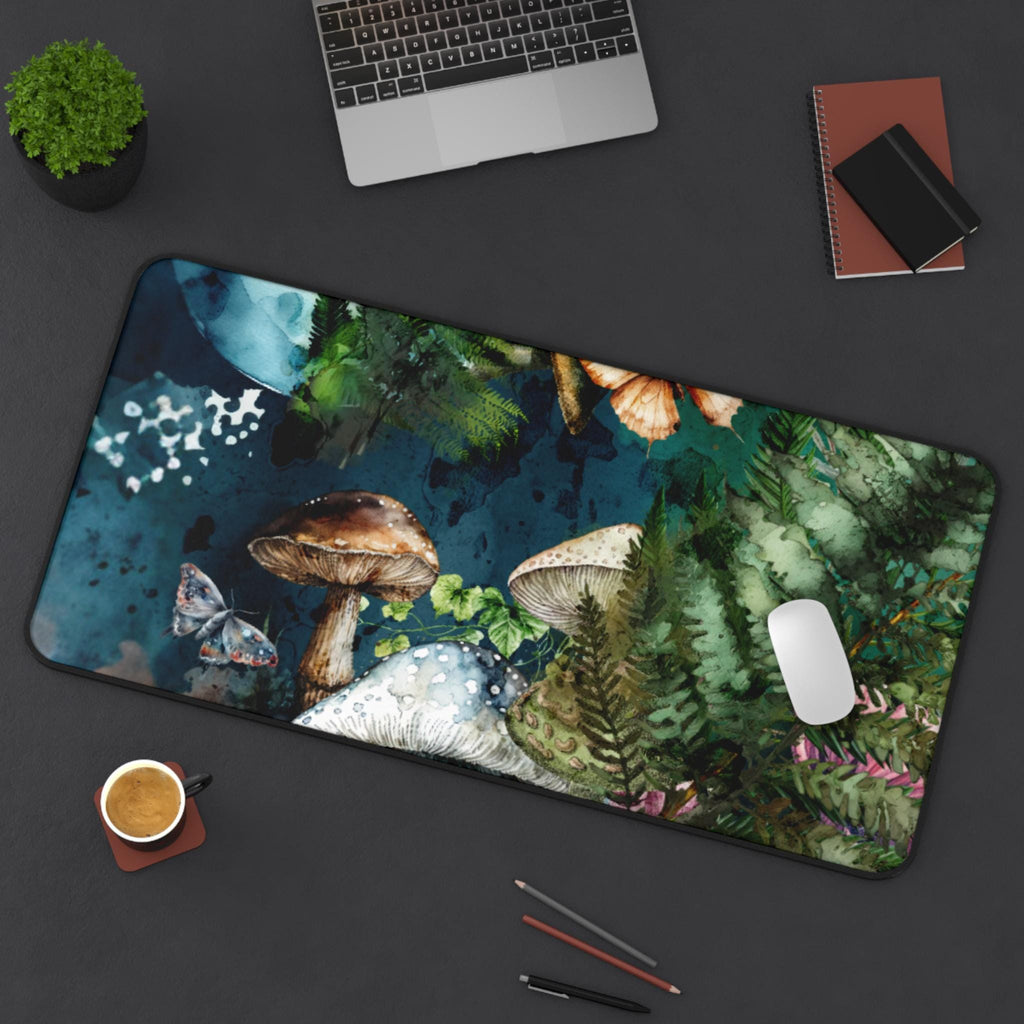 Enchanted Forest Desk Mat: Botanical Mouse Pad, Nature Workspace Art