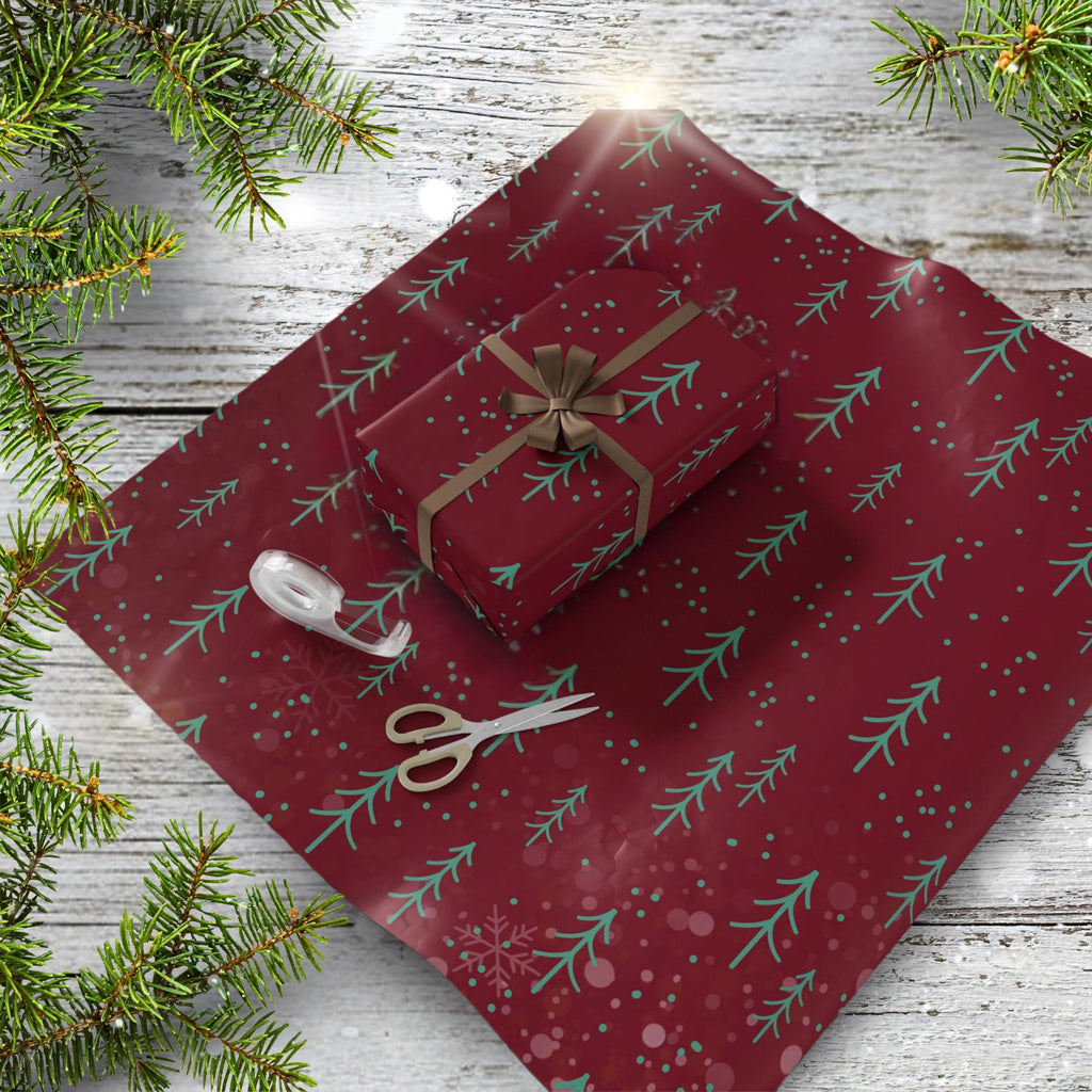 Elegant Christmas Tree Wrapping Paper in Deep Berry Hue – Add a Touch of Sophistication to Your Holiday Gift-giving