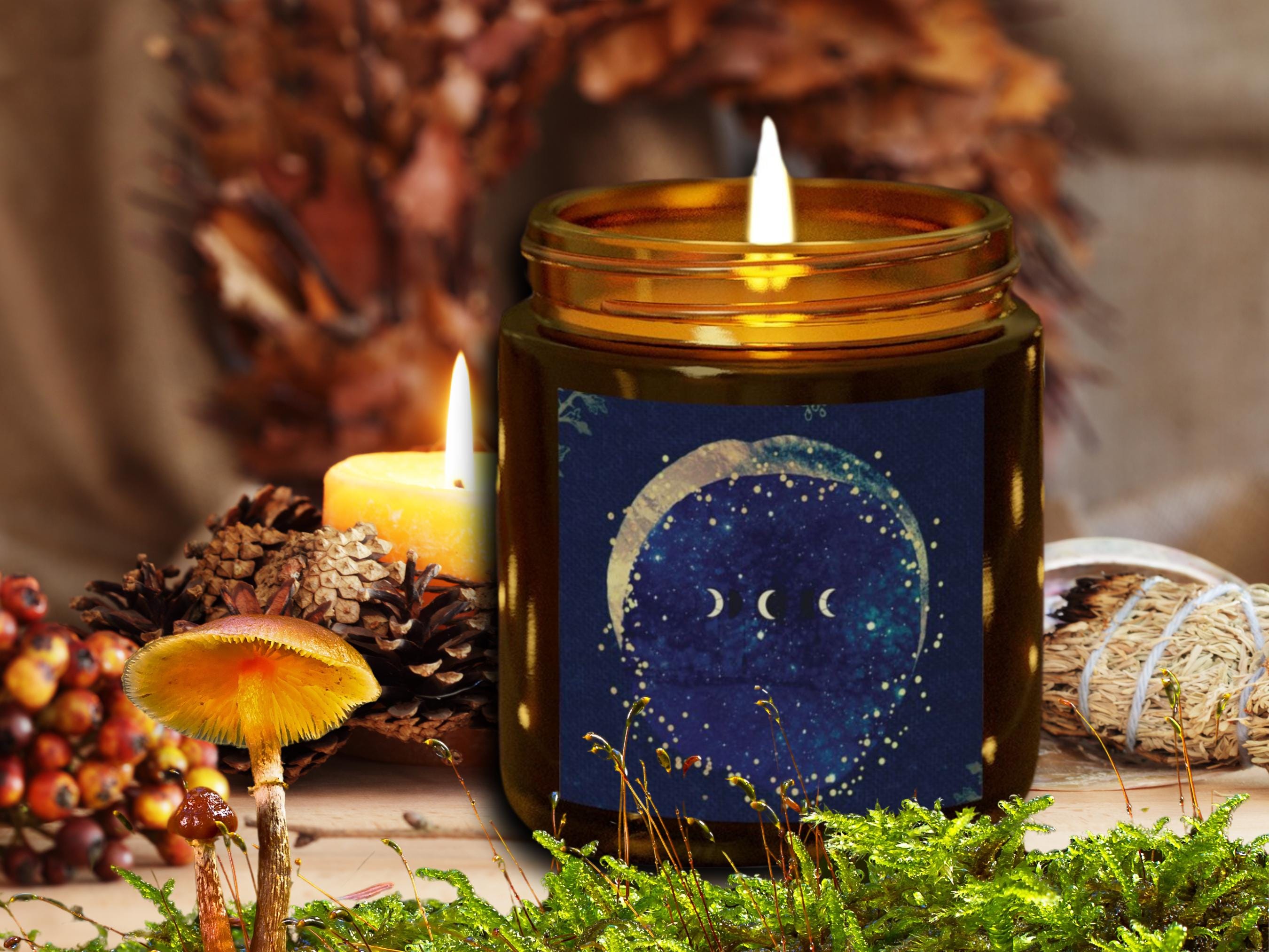 Moon Phase Scented Candle: Coconut Apricot Wax, Aromatherapy Meditation