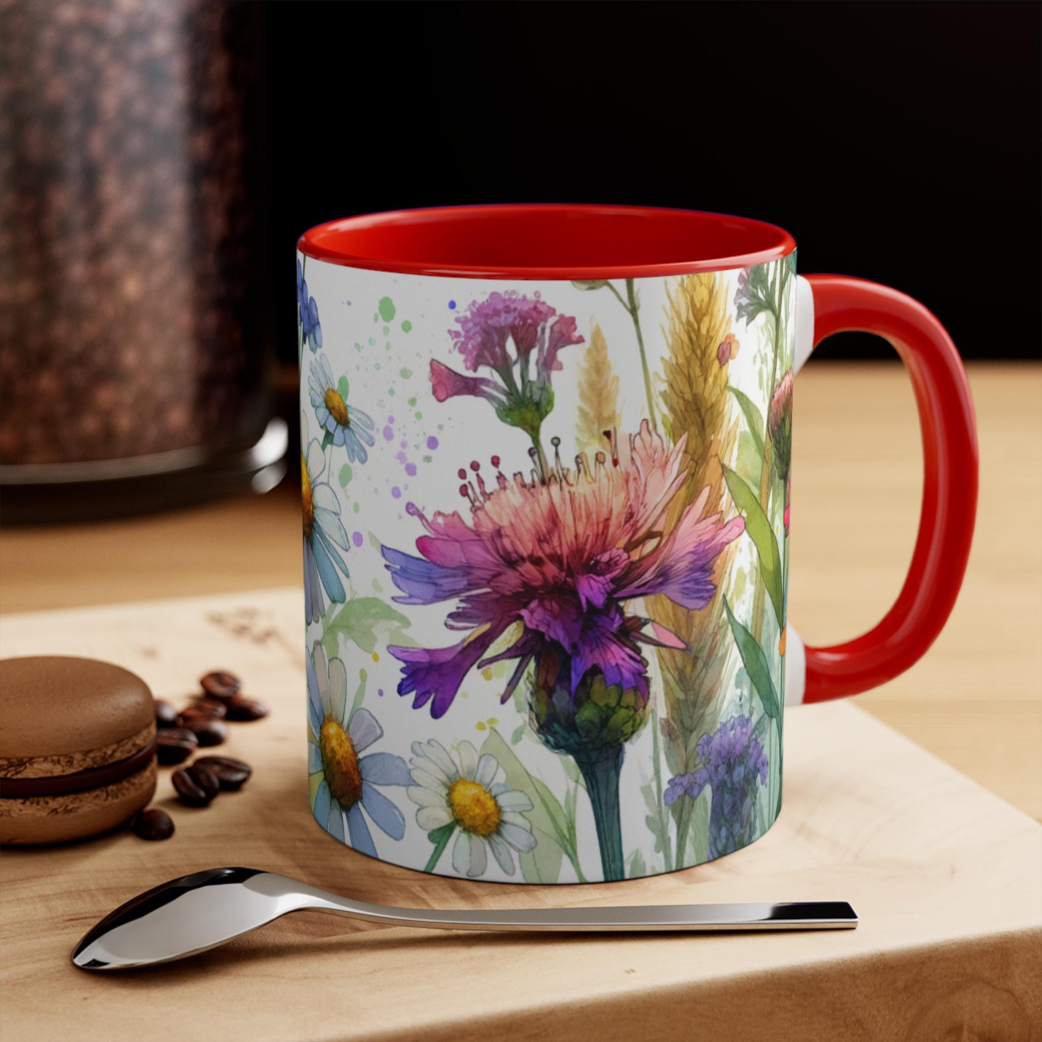 Wildflower Ceramic Mug: Vibrant Floral Design, Gardener Gift