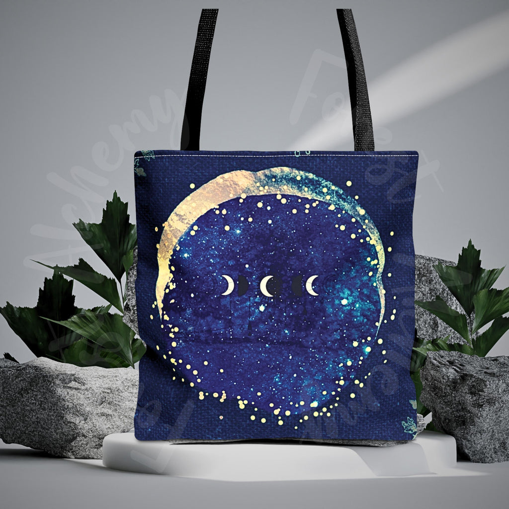 Celestial Lunar Tote Bag: Starry Galaxy Shoulder Bag