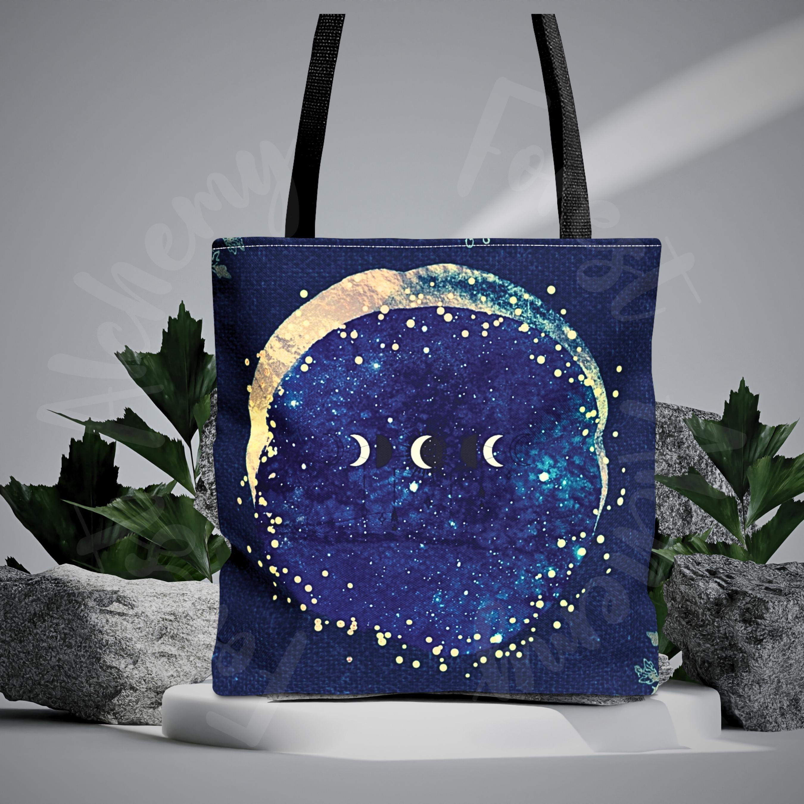 Celestial Lunar Tote Bag: Starry Galaxy Shoulder Bag