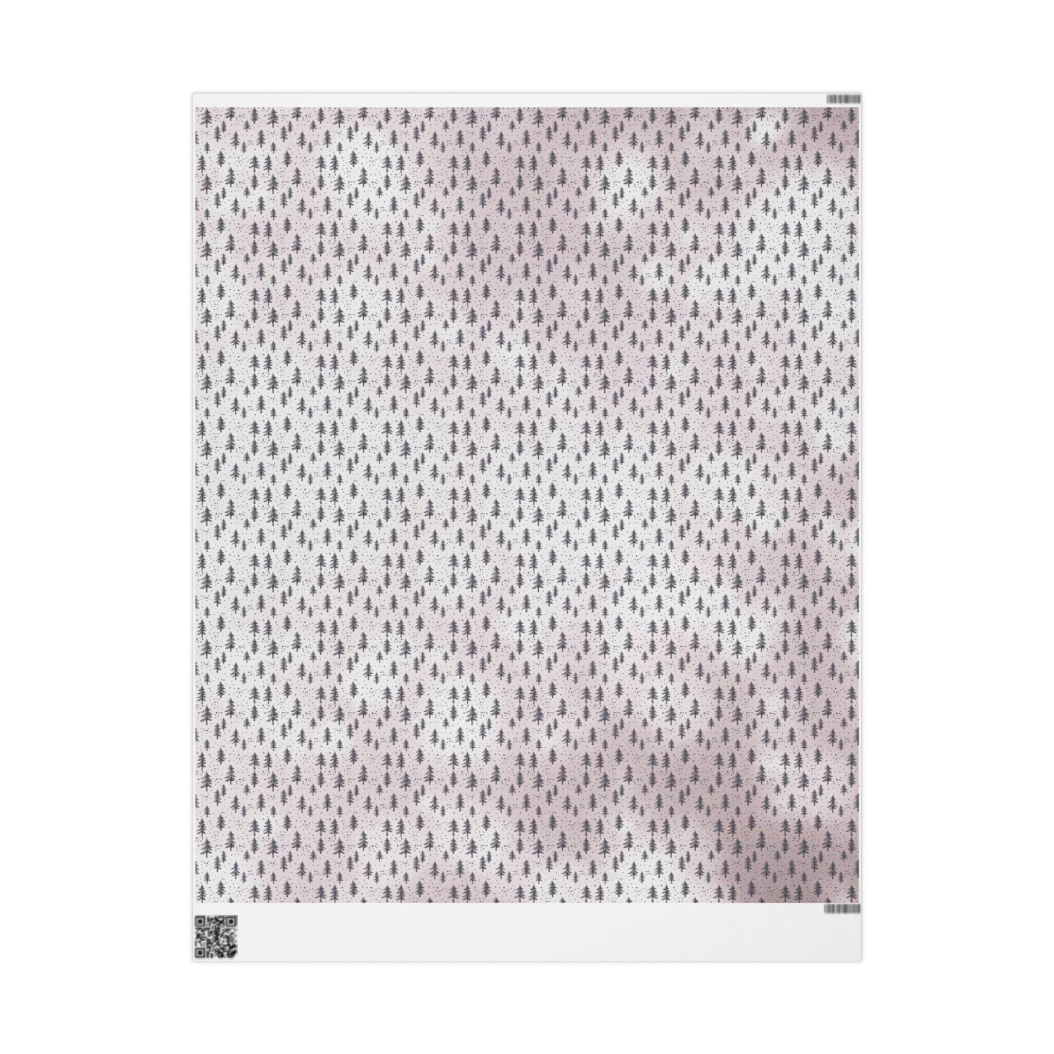 Etched Christmas Tree Pattern Wrapping paper |  Blush Watercolor Wrapping Paper