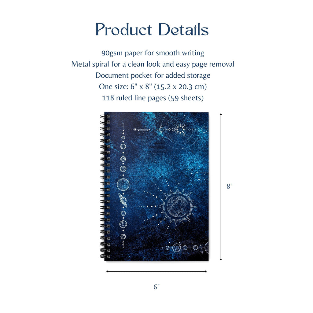Celestial Alchemy Spiral Notebook • Star Map Journal • 6x8 Lined Pages & Pocket • Cosmic Writing Book