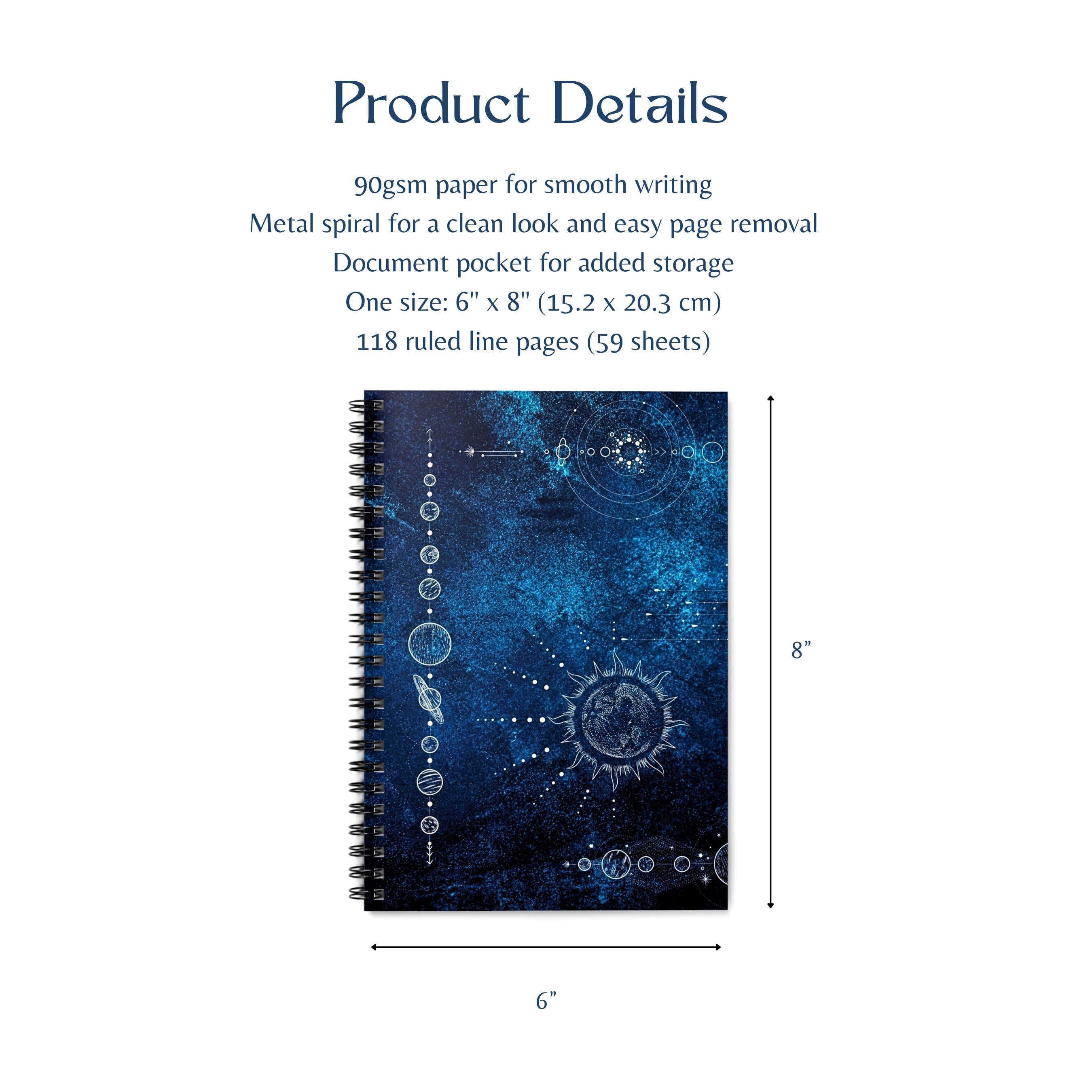 Celestial Alchemy Spiral Notebook • Star Map Journal • 6x8 Lined Pages & Pocket • Cosmic Writing Book