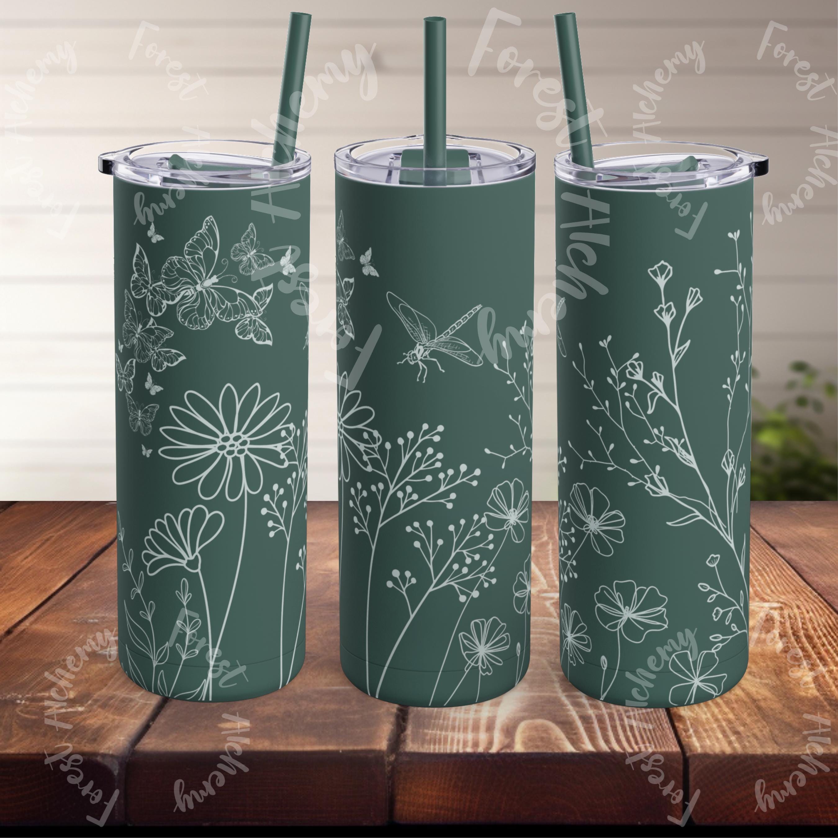 Floral Matte Skinny Tumbler: Eco-Friendly 20 oz Travel Cup