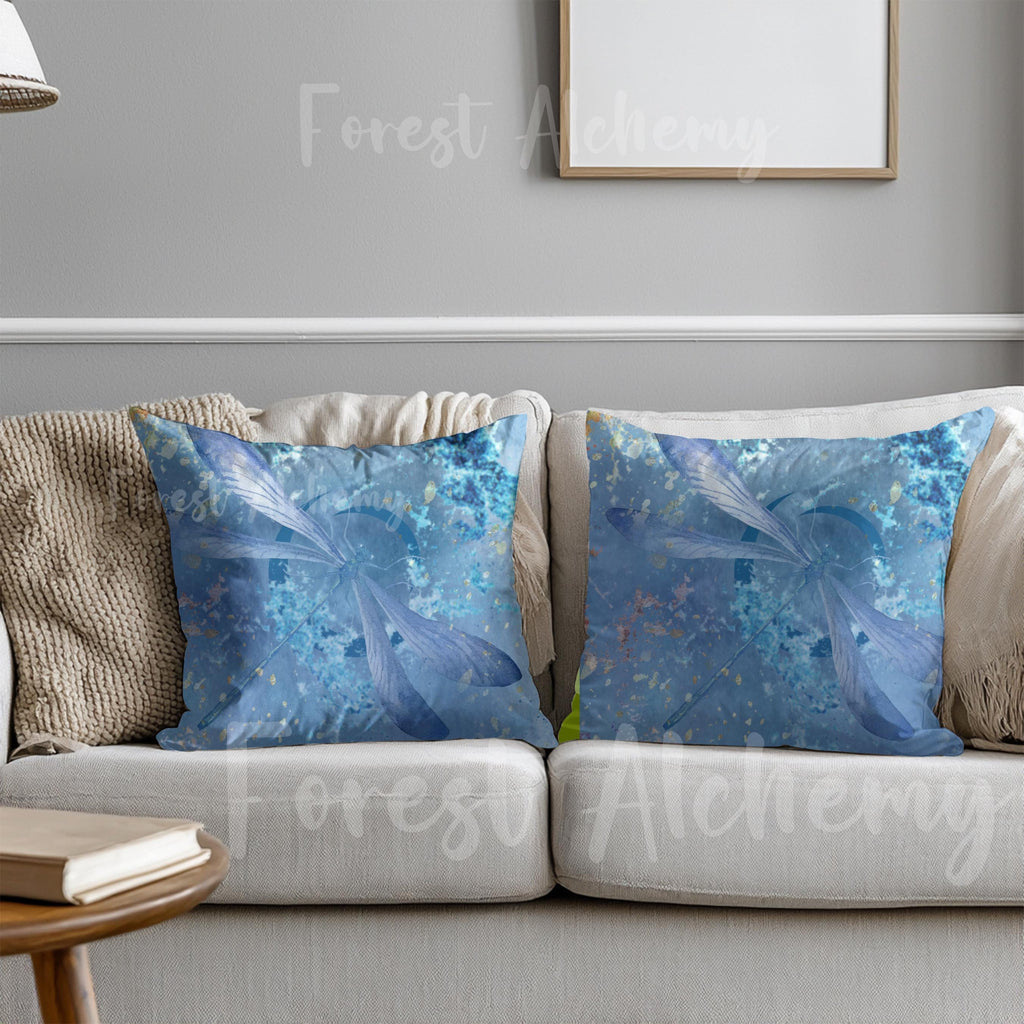 Powder Blue Dragonfly Pillow: Faux Suede Throw Pillow