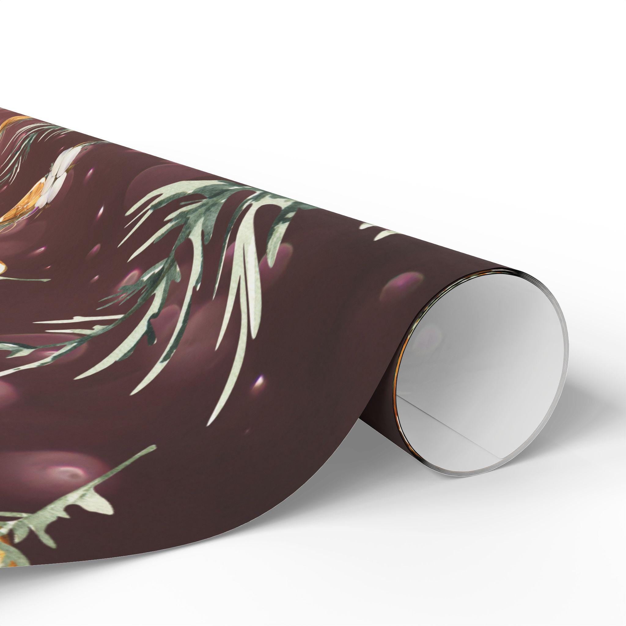Festive Botanical Wrapping Paper for Christmas Gift Wrapping