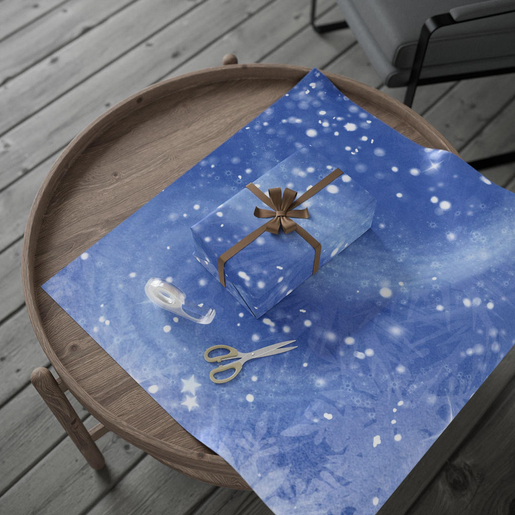 Magical Blue Starry Wrapping Paper, Winter Gift Wrap, Holiday Packaging, Christmas Decor, Birthday Present, DIY Crafts