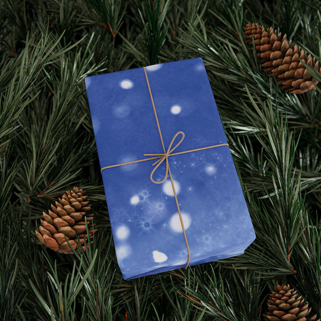 Magical Blue Starry Wrapping Paper, Winter Gift Wrap, Holiday Packaging, Christmas Decor, Birthday Present, DIY Crafts