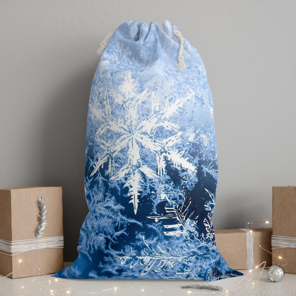 Frosted Snowflake Laundry Sack, Winter Storage Bag, Holiday Gift, Decorative Sack, Home Organization, Cozy Winter Vibes