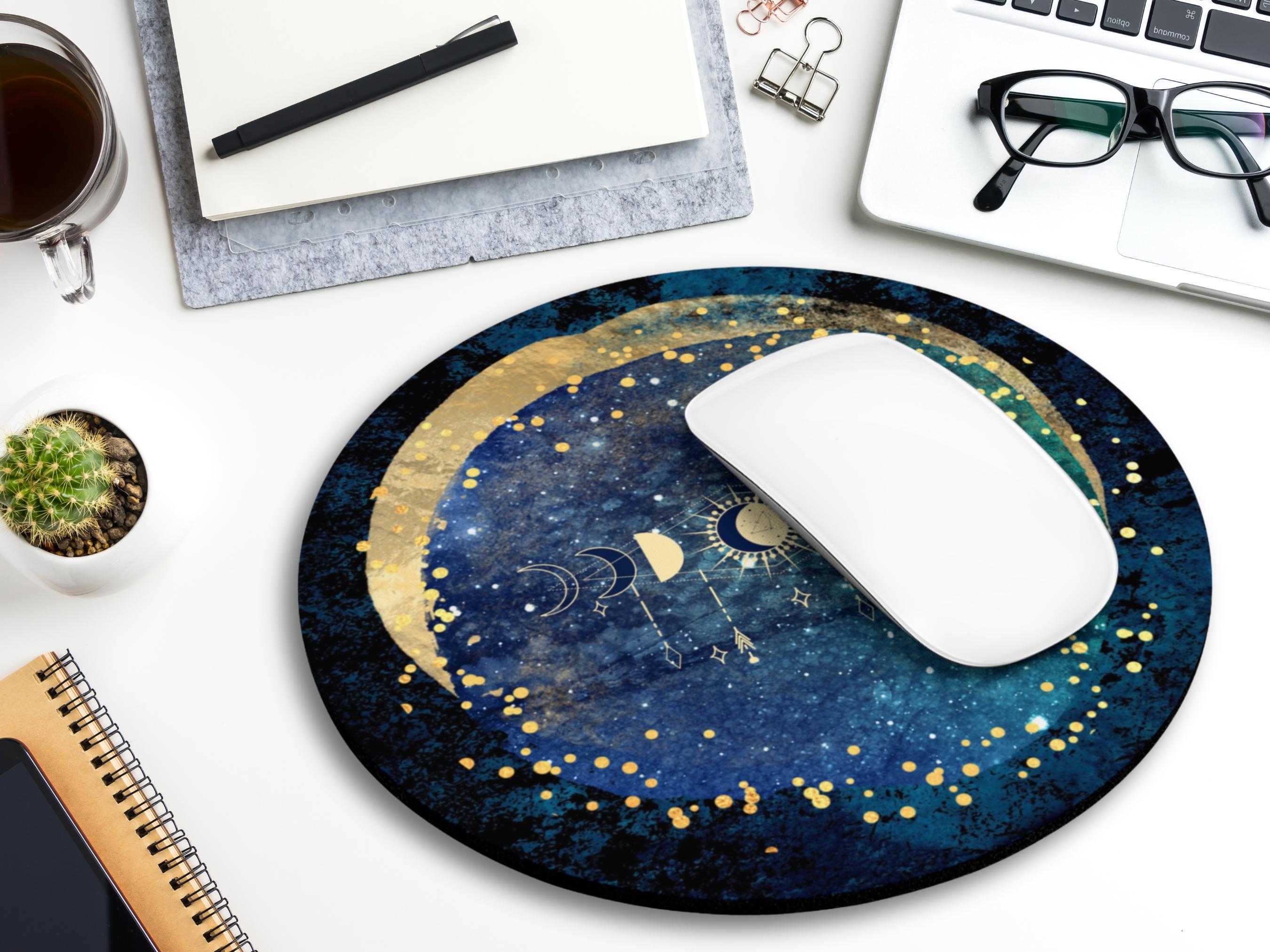Celestial Mouse Pad: Lunar Phases, Astrology Desk Decor
