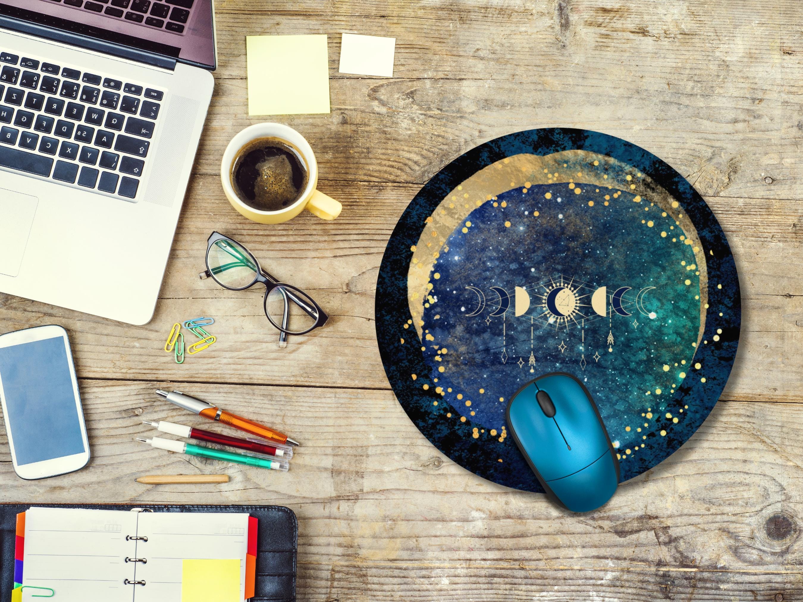 Celestial Mouse Pad: Lunar Phases, Astrology Desk Decor