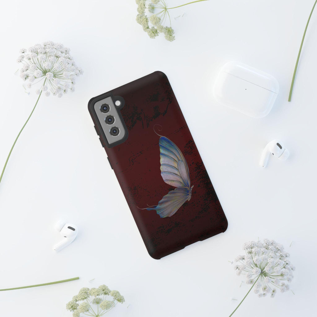 Butterfly Burgundy Tough Case Phone Case, Custom Phone Cover for iPhone Samsung Galaxy Google Pixel, Double Layer Protection