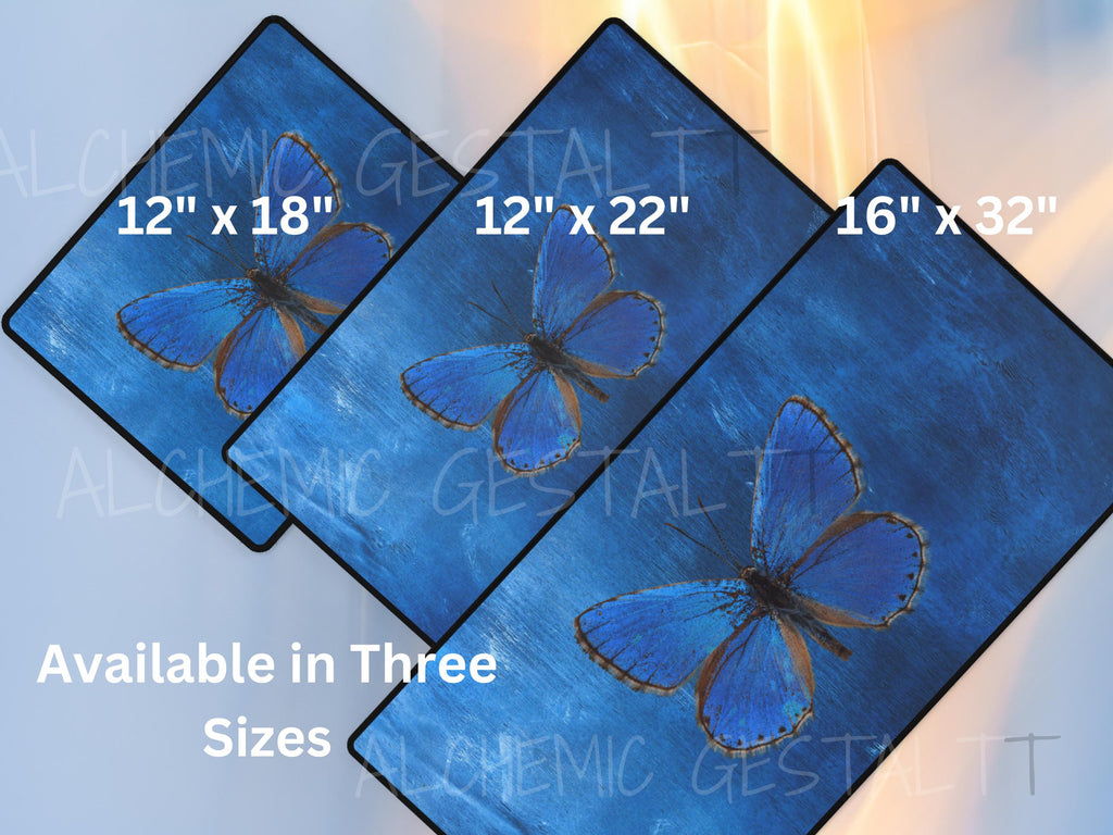 Blue Butterfly Desk Mat: Office Desk Decor, Student Gift