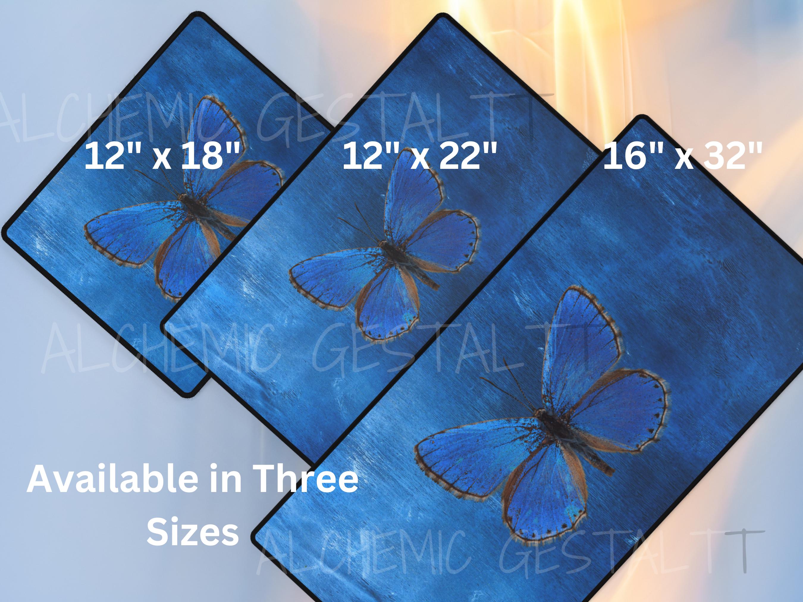 Blue Butterfly Desk Mat: Office Desk Decor, Student Gift