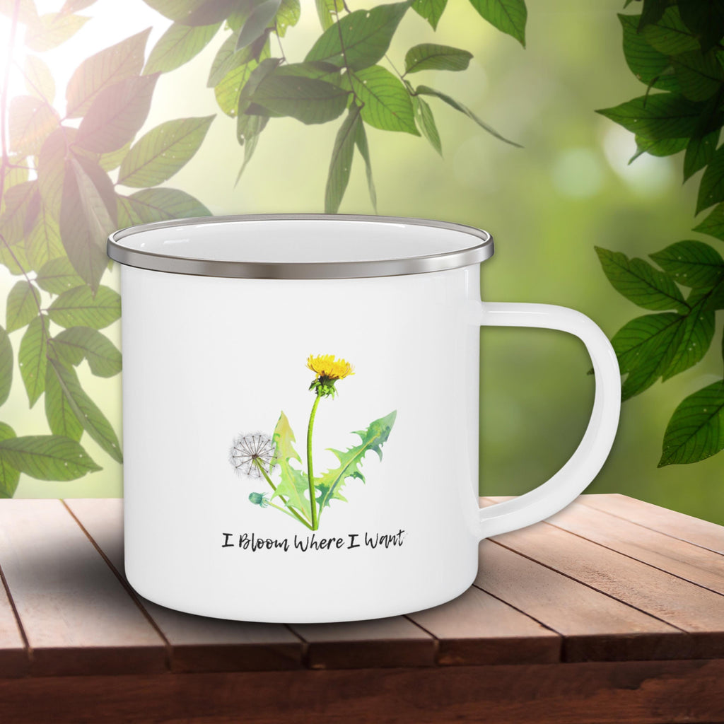 Enamel Camping Mug: I Bloom Where I Want, Nature Lover Gift