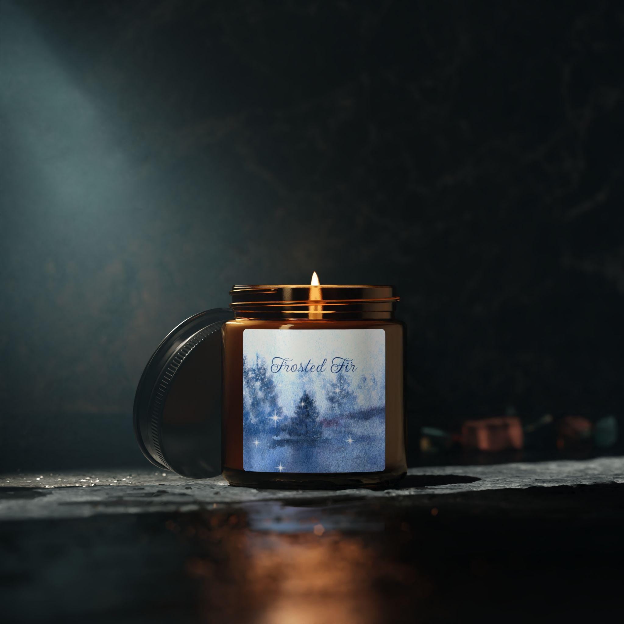Candle, Frosted Fir Scented Soy Candle (Multi-Size) - Holiday Ambiance, Cozy Winter Home Decor, Christmas Gift, Festive Aroma