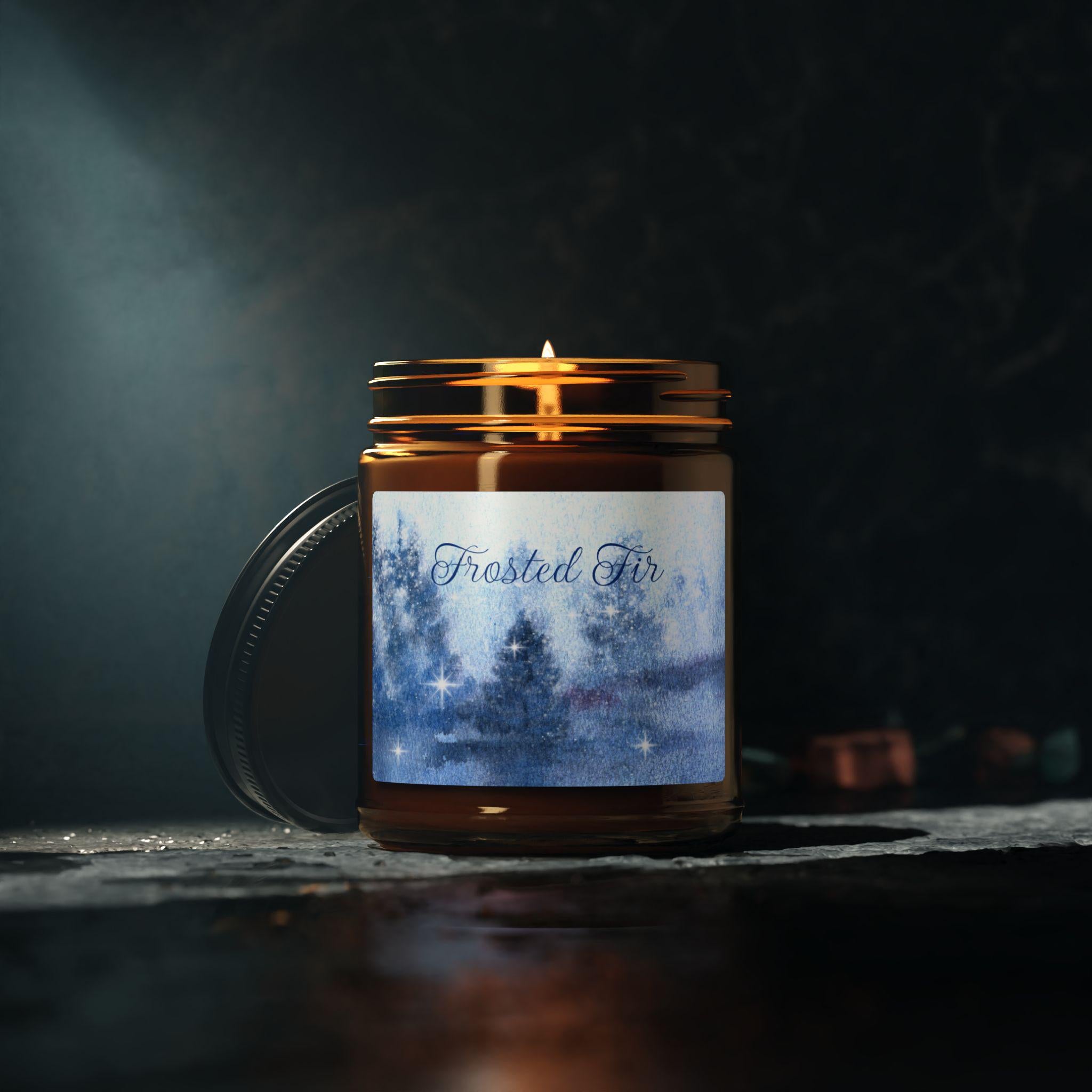 Candle, Frosted Fir Scented Soy Candle (Multi-Size) - Holiday Ambiance, Cozy Winter Home Decor, Christmas Gift, Festive Aroma