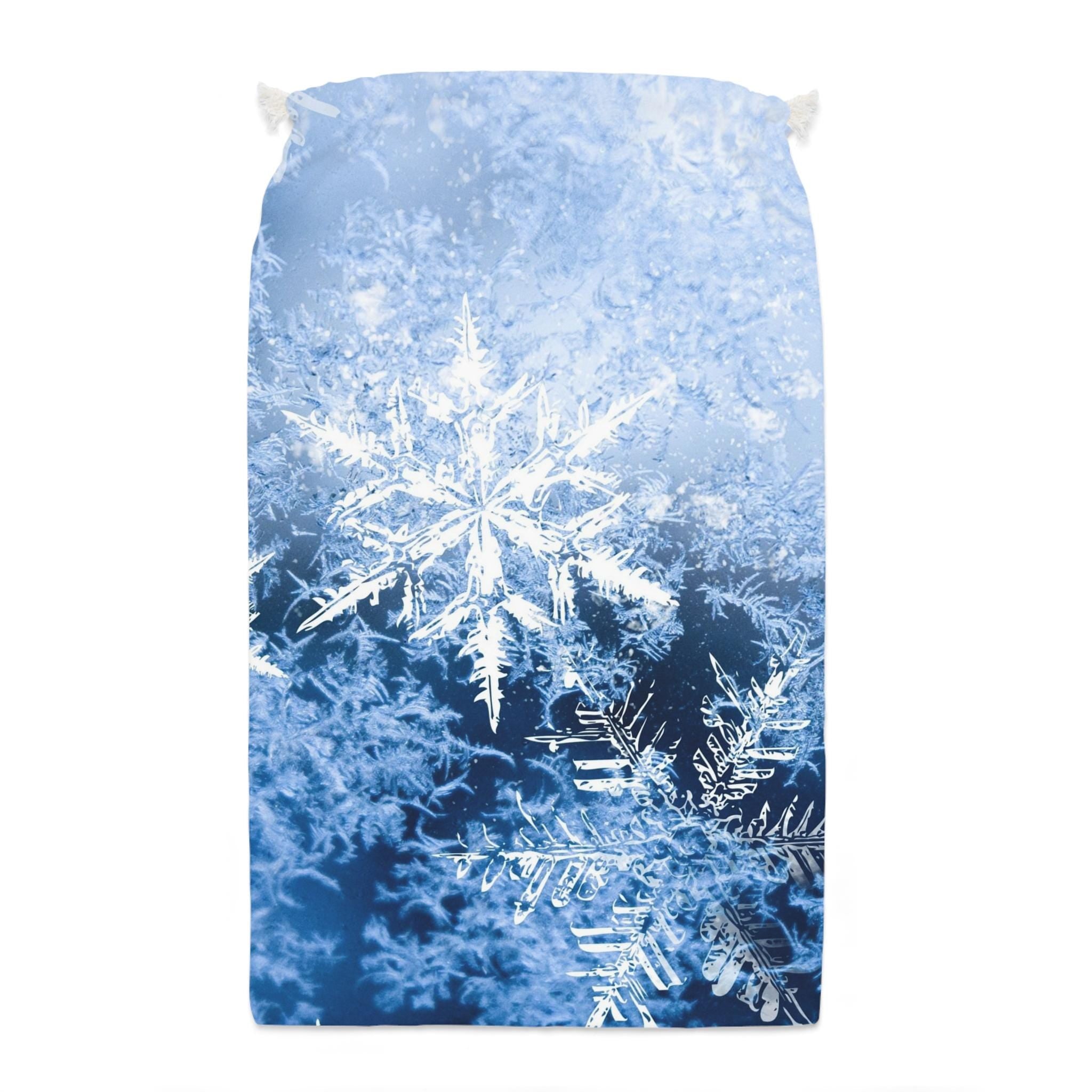 Frosted Snowflake Laundry Sack, Winter Storage Bag, Holiday Gift, Decorative Sack, Home Organization, Cozy Winter Vibes