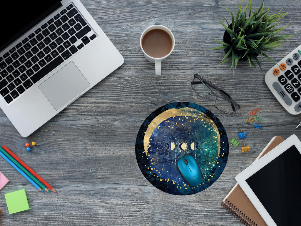 Celestial Mouse Pad: Lunar Phases, Astrology Desk Decor
