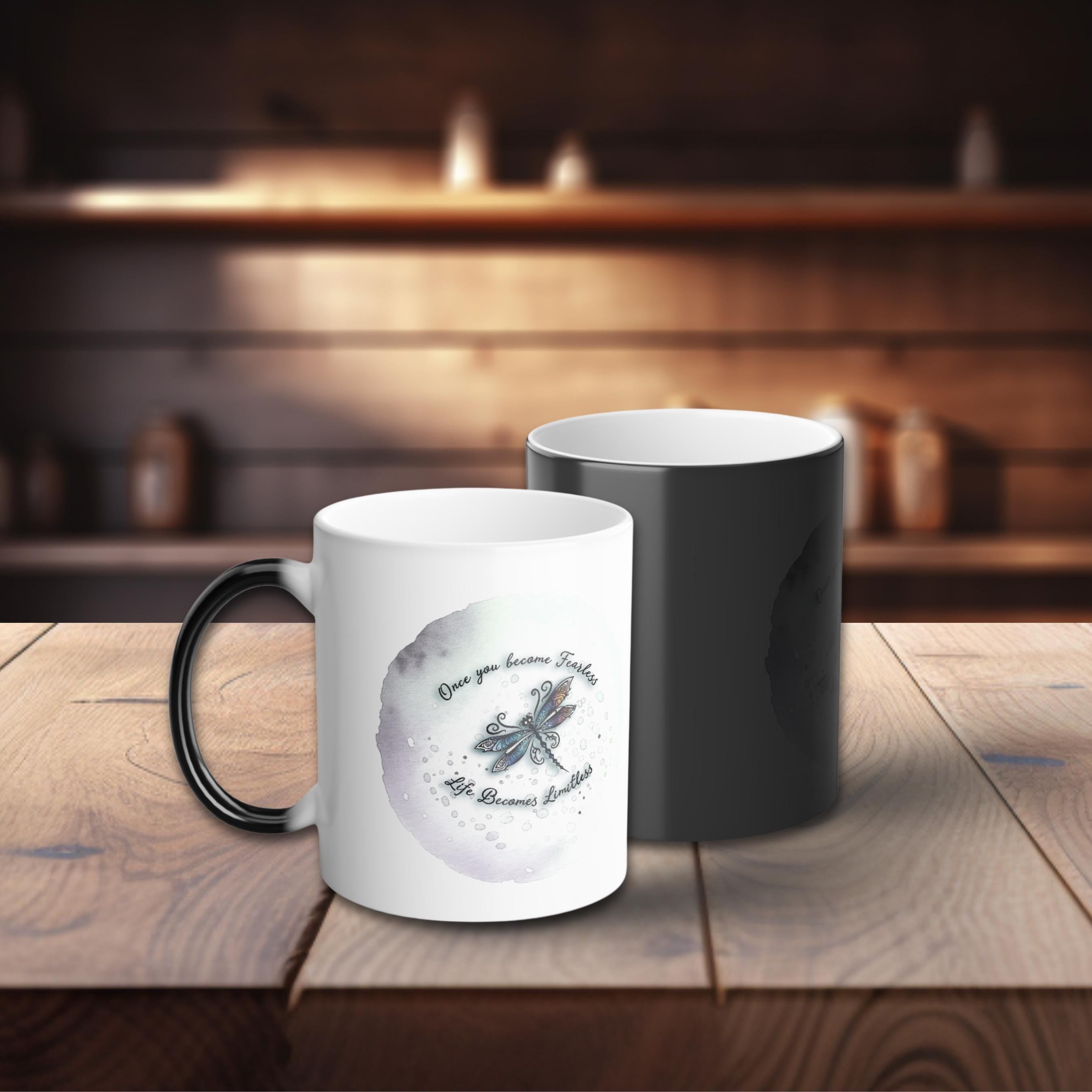 Dragonfly Color Morphing Coffee Mug: Heat-Sensitive Ceramic