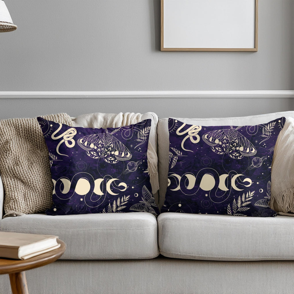 Butterfly Snake Square Pillow: Elegant Boho Home Decor