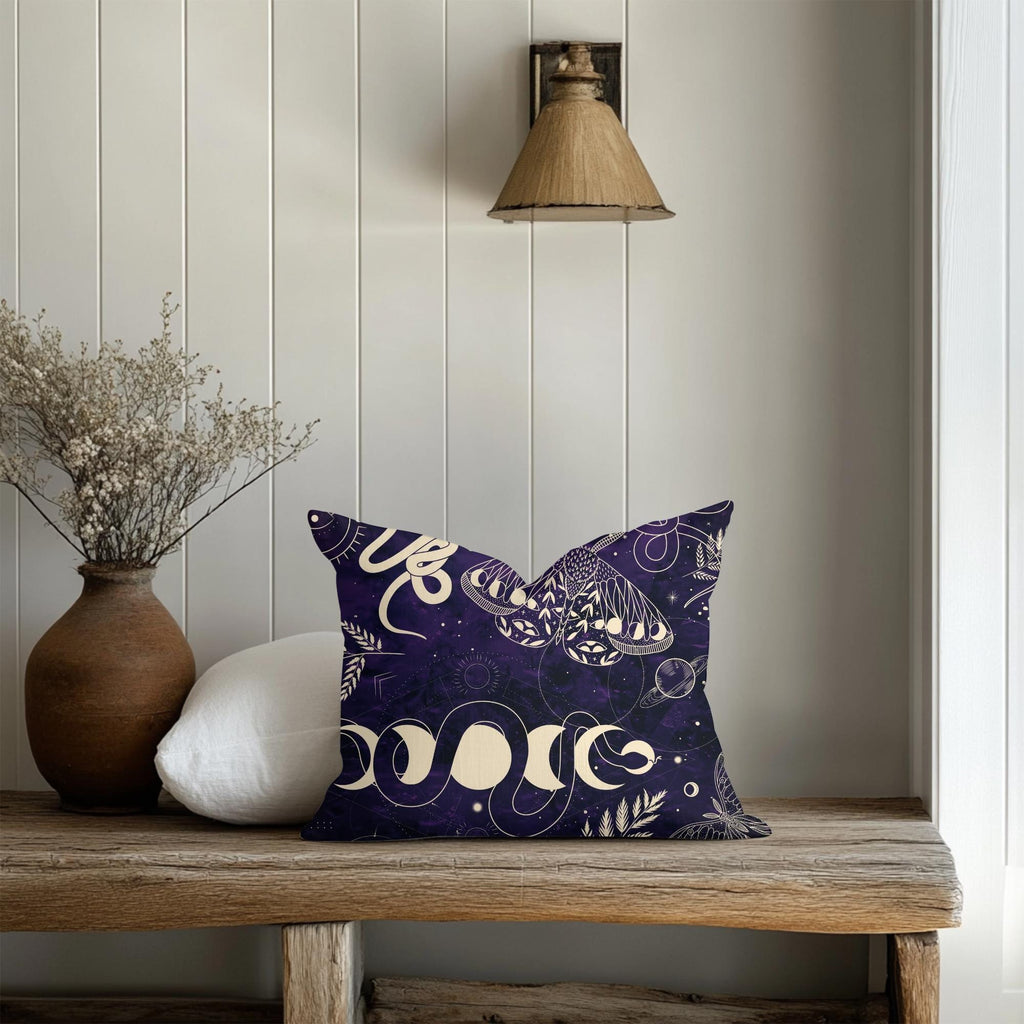 Butterfly Snake Square Pillow: Elegant Boho Home Decor