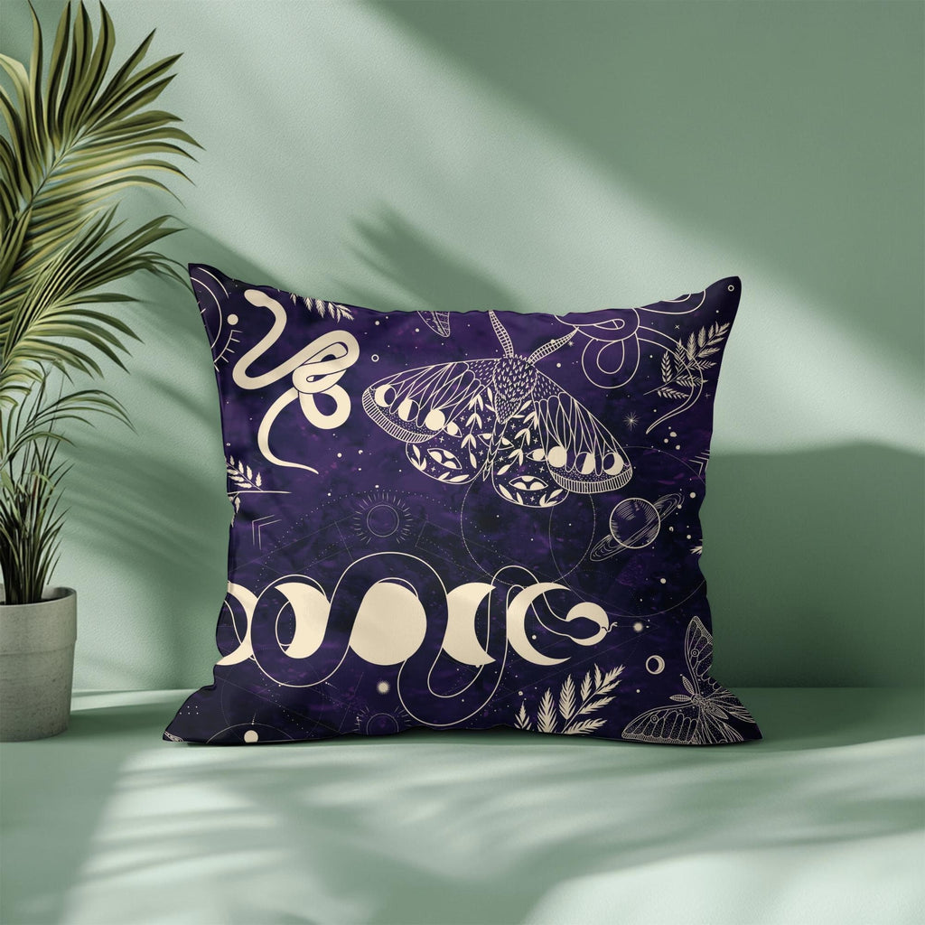 Butterfly Snake Square Pillow: Elegant Boho Home Decor