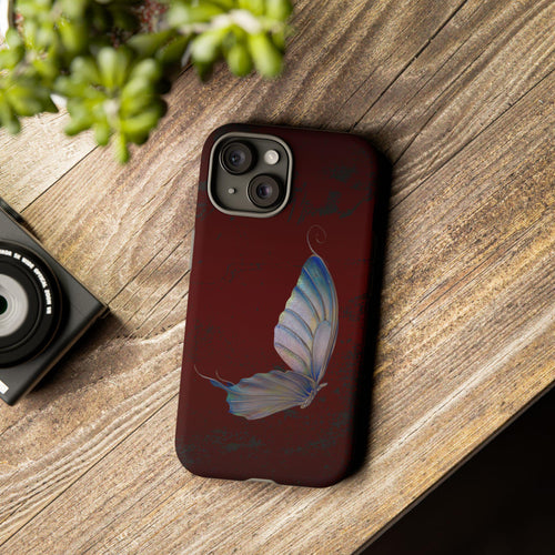 Butterfly Burgundy Tough Case Phone Case, Custom Phone Cover for iPhone Samsung Galaxy Google Pixel, Double Layer Protection