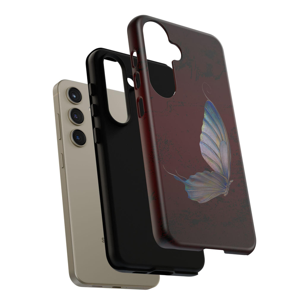 Butterfly Burgundy Tough Case Phone Case, Custom Phone Cover for iPhone Samsung Galaxy Google Pixel, Double Layer Protection