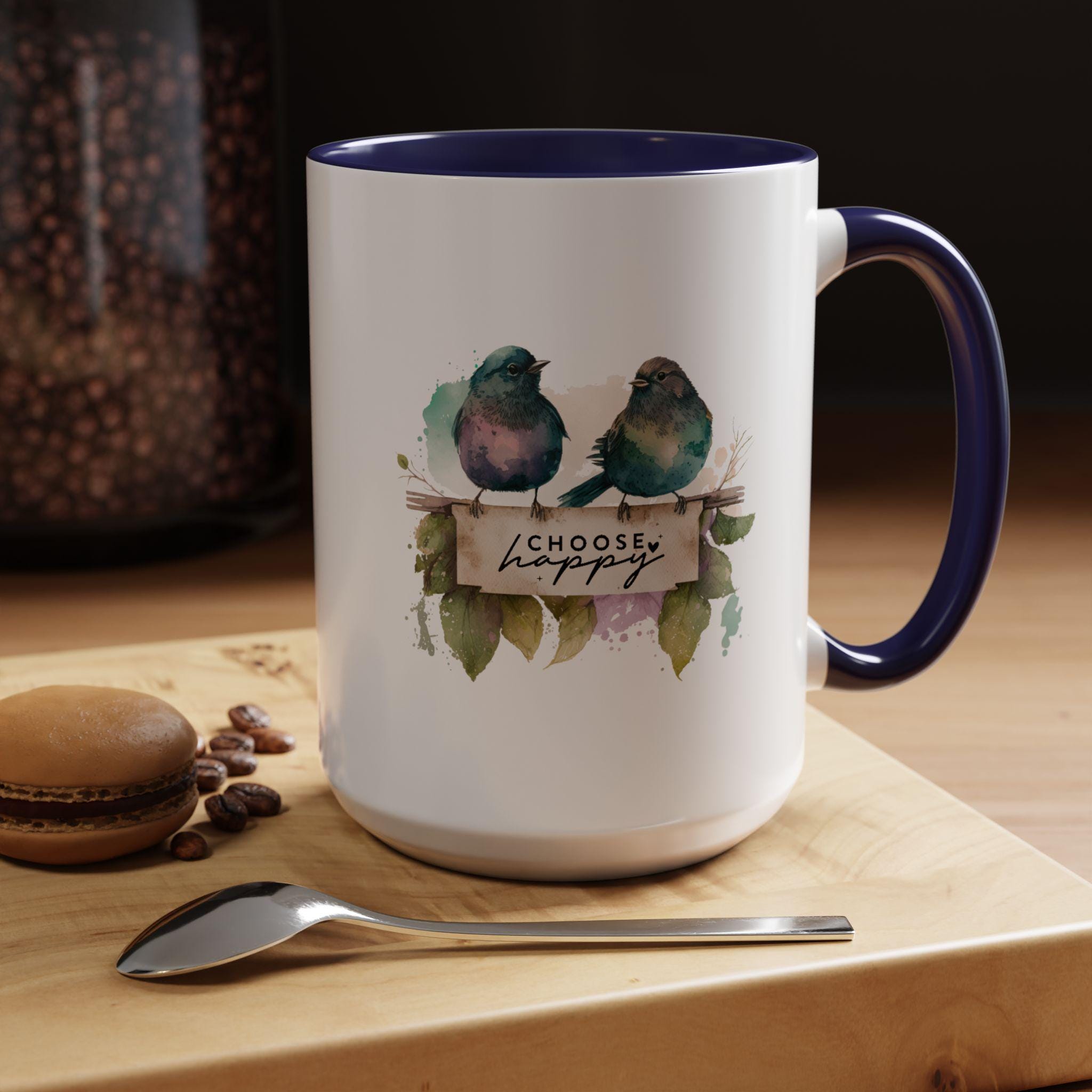 Choose Happy Coffee Mug | Inspirational Mug, Cute Bird Design, Gift for Nature Lovers, Perfect for Friends and Family