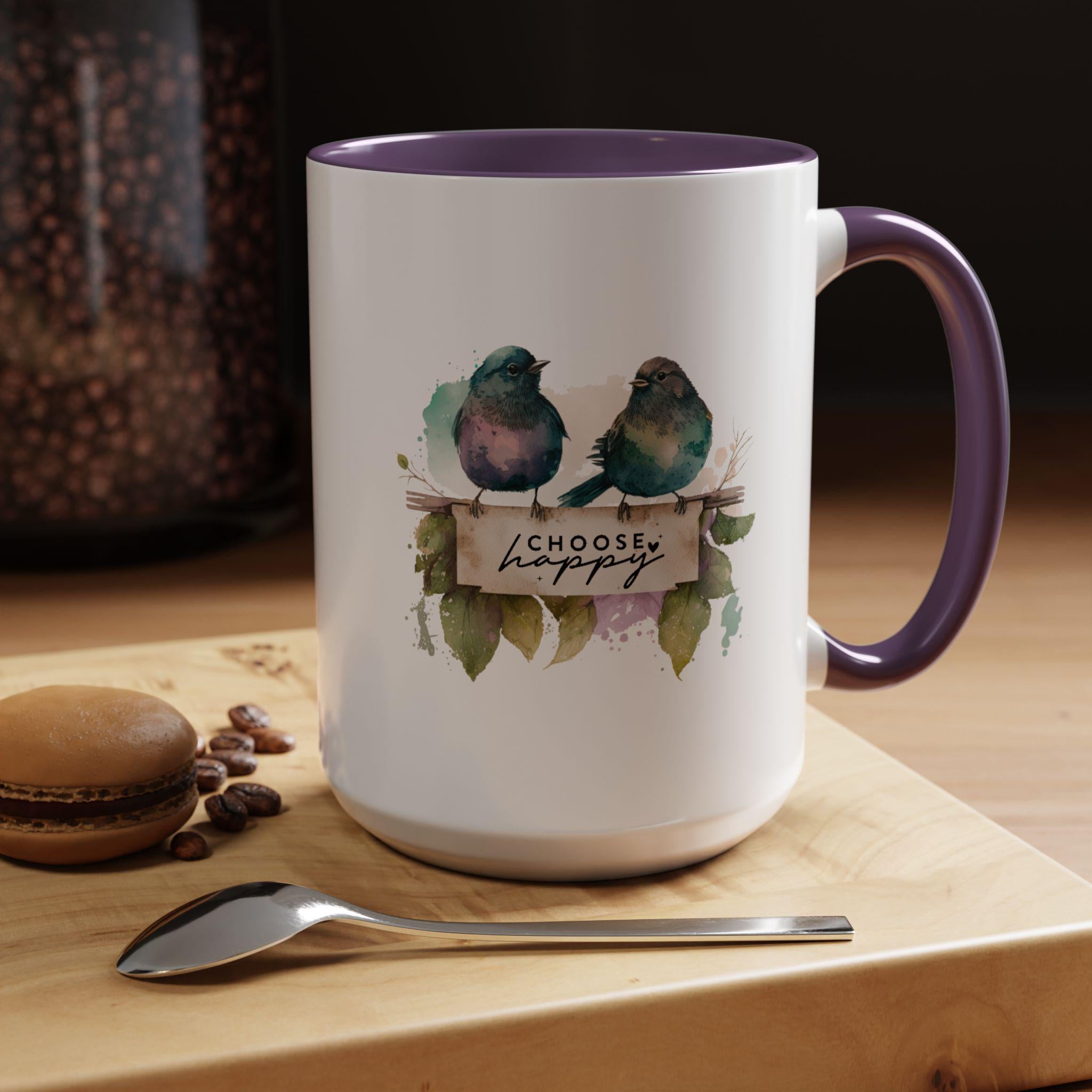 Choose Happy Coffee Mug | Inspirational Mug, Cute Bird Design, Gift for Nature Lovers, Perfect for Friends and Family