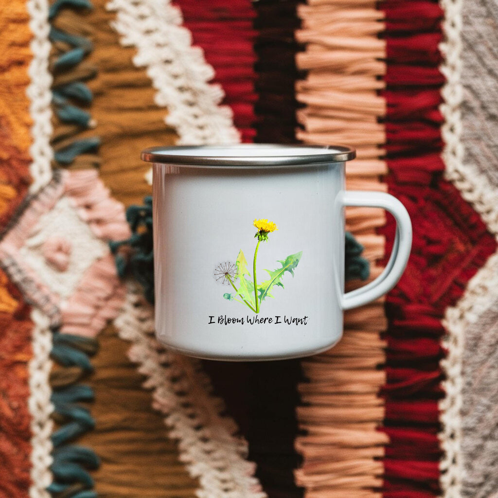 Enamel Camping Mug: I Bloom Where I Want, Nature Lover Gift