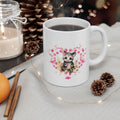 Opossum Ceramic Mug, Cute Floral Heart Opossum Lover Gift, 11oz 15oz Coffee Cup, Animal Wildlife Tea Mug, Gift for Nature Enthusiasts