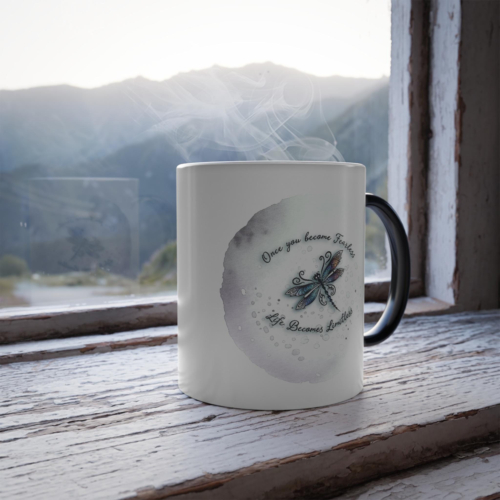 Dragonfly Color Morphing Coffee Mug: Heat-Sensitive Ceramic